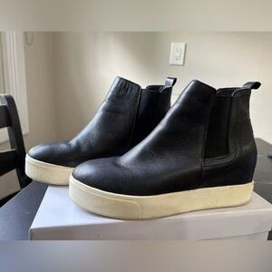 J Slides Leather Sneaker Boots, size 9